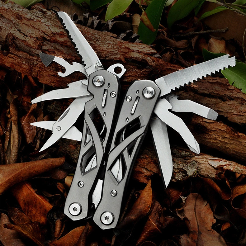 Hot Selling 12 In1 Stainless Steel Blade Outdoor Survival Rescue Pliers Camping Multitool Pliers with Safety Locking