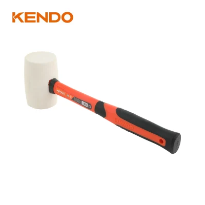 Белый резиновый молоток Kendo с высокопрочной и нескользящей ручкой из стекловолокна помогает поглощать вибрацию.